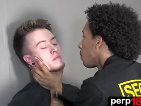 Gay uniforms and rough sex in an interracial encounter