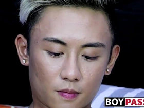 Ty Neiman, a stunning Caucasian Asian youth, pleasures himself and climaxes