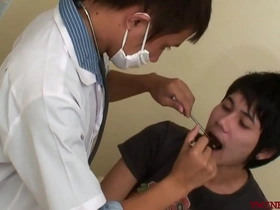 Gay Asian gets banged by doctor in bareback reverse cowgirl