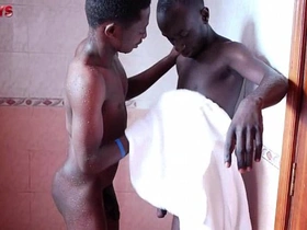 Two ebony twinks engage in mutual oral pleasure