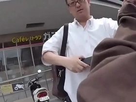 Japanese twink vs. white guy in gay masturbation