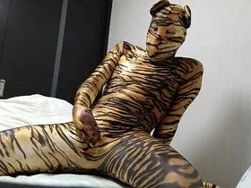 Japanese solo boy in spandex Zentai