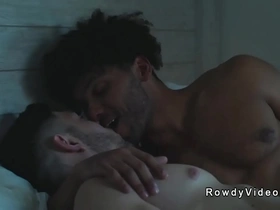 Roommate's big dick gets wild in interracial gay anal sex
