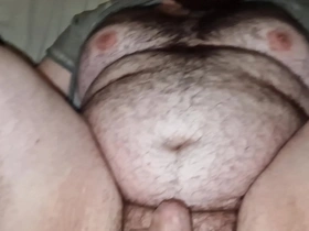 Young gay couple's bareback anal sex with a hunky bear