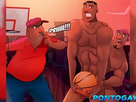 Gay amateur basketball players in steamy locker room orgy