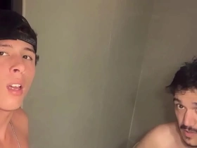 Steamy shower encounter with a hunky jock and a seductive amateur
